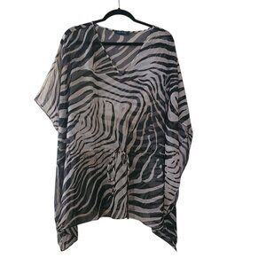 Preloved Women's Plus Zebra V-neck Tunic/Swim, Lauren Ralph Lauren